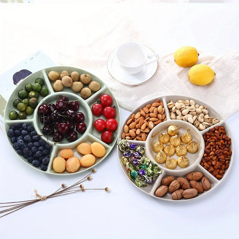 Food Storage Tray Candy Tray Nut Snack Fruit Tray Round Divider Tray Appetizer Serving Platter for Party Table Storage Tray