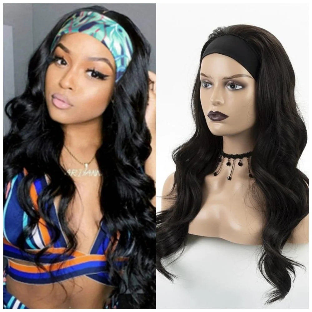 Perruque Headband Tresses Africaines Synthétique | 3 Brins | Queue de Cheval | Couvre-Cheveux | Fibre | Femme