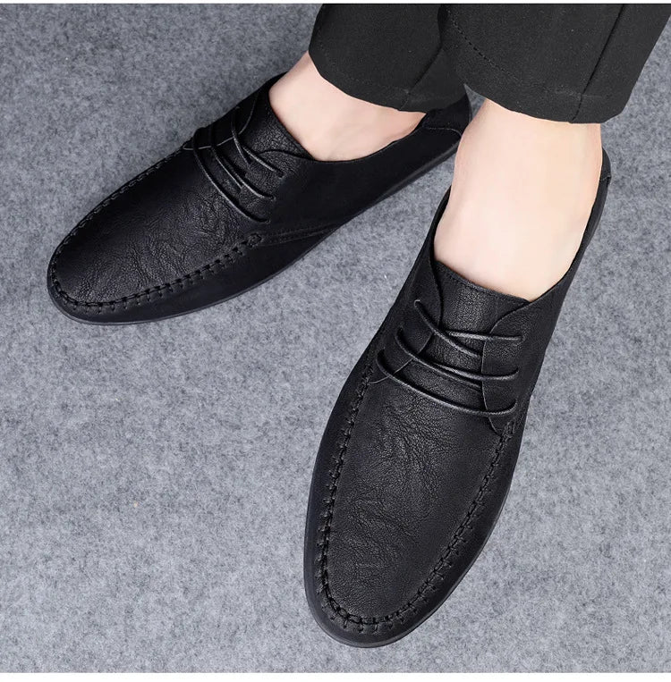 Mocassins Homme Mariage | Cuir Fendu Blanc | Chaussures Conduite Légères | Slip-On Casual Élégant 2026