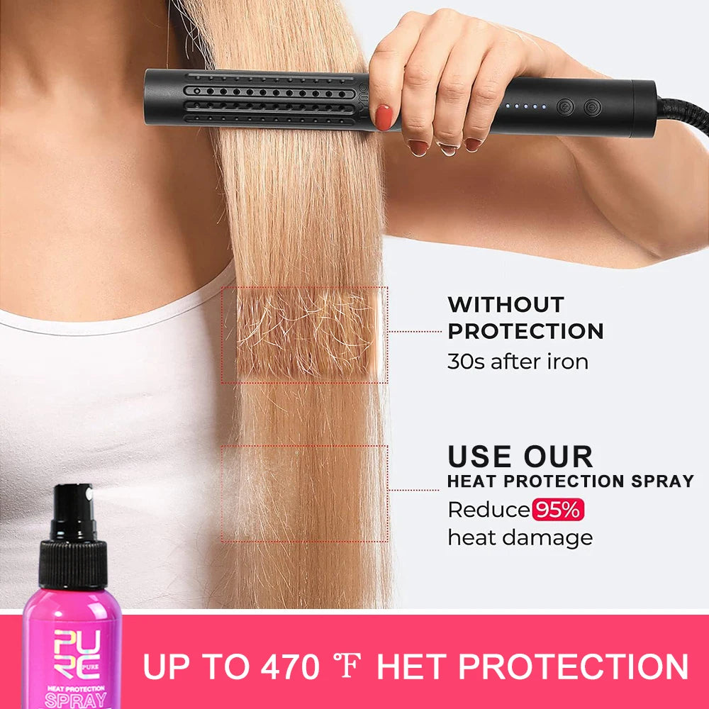 Spray Thermoprotécteur PURC Huile Coco | Anti-Frisottis & Brillance | Protection Jusqu'à 240°C