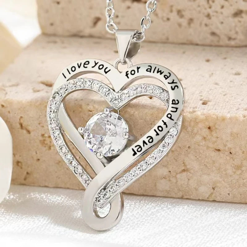 Elegant Style Heart-Shaped Pendant Necklace Hollow Design Mother's Day Gift Party Suitable for Best Friends Without Box