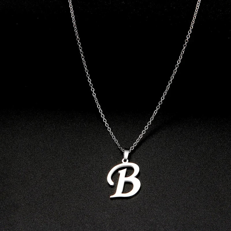 Collier Initiale Grand Alphabet A-Z | Acier 316L Minimaliste | Pendentif Femme | Cadeau Bijou