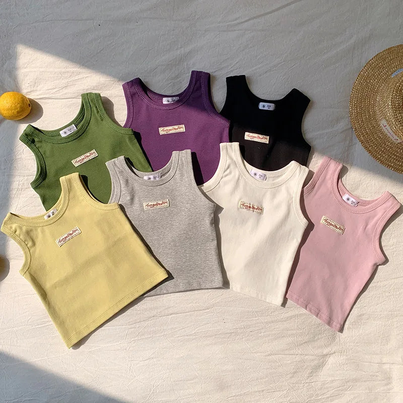 Fashion Children T-shirt For Girls Boys Cotton Vest Tops Kids Summer Clothes Sleeveless T-shirt