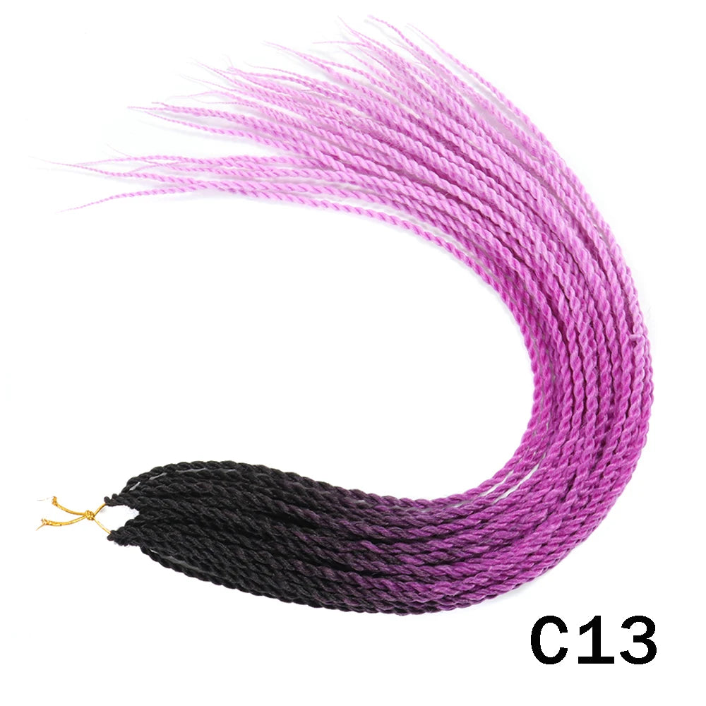 Tresses Senegalese Twist Crochet Synthétiques 24 Pouces | Brun | 30 Racines | Extensions Femme