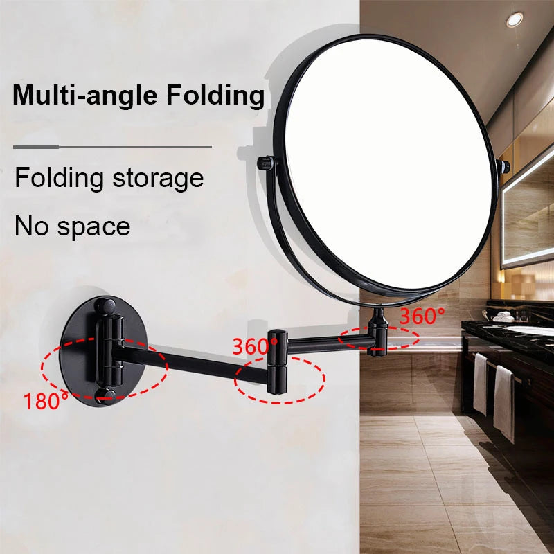 360° Rotating Double-Sided Wall Mirror - Aluminum Alloy Bathroom Makeup Mirror with 3X Magnification, Foldable & Angle-Adjustable