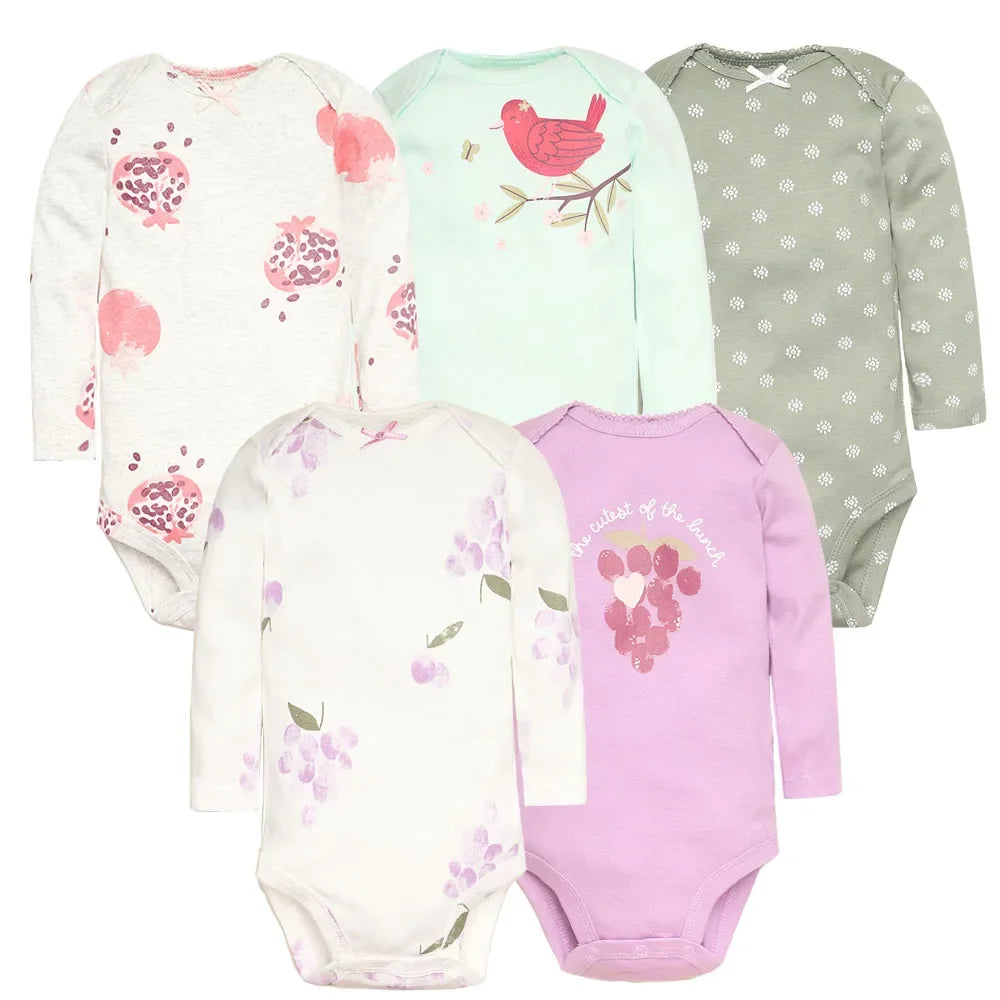 Lot 5 Bodys Bébé 2026 | Combinaison Garçon & Fille | Manches Longues | 100% Coton | Nouveau-Né