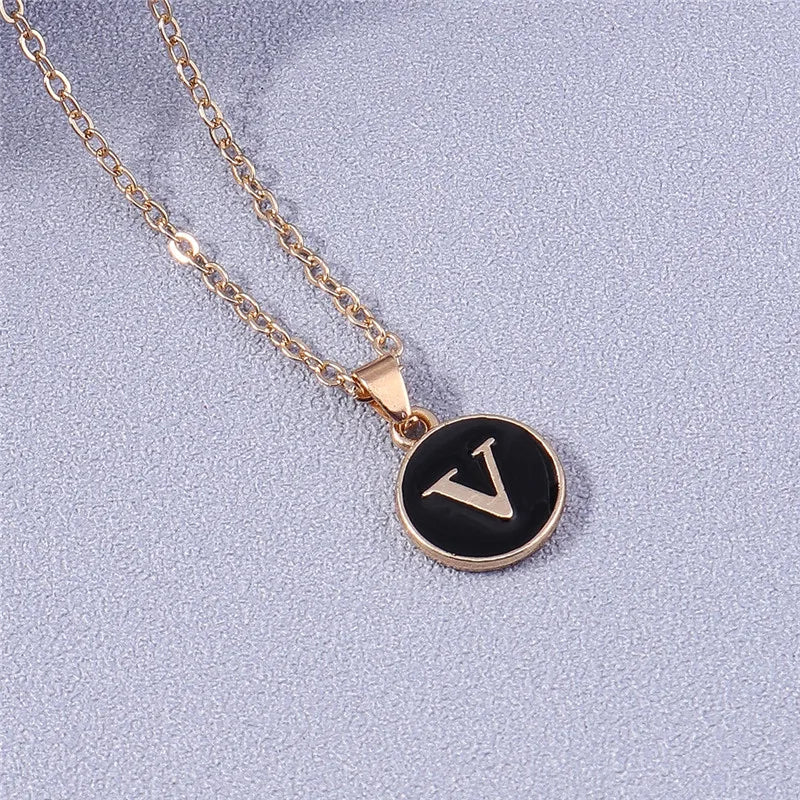 Collier Pendentif Initiales Femme | 26 Lettres A-Z Émail | Bijou Tendance Cadeau Anniversaire Fille
