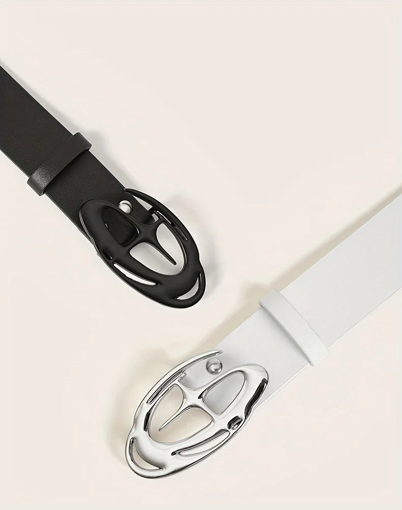 Fashion Women's Two-Piece Belt Set [Black + White] Plus-Size Belt Set, Suitable for Waist Circumference 29.53-37.4 Inches, Decor