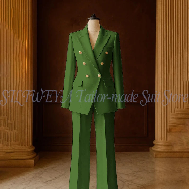 Ensemble Tailleur 2 Pièces Femme | Veste Double Boutonnage & Pantalon Droit | Élégant Bureau Toutes Saisons | Sur Mesure