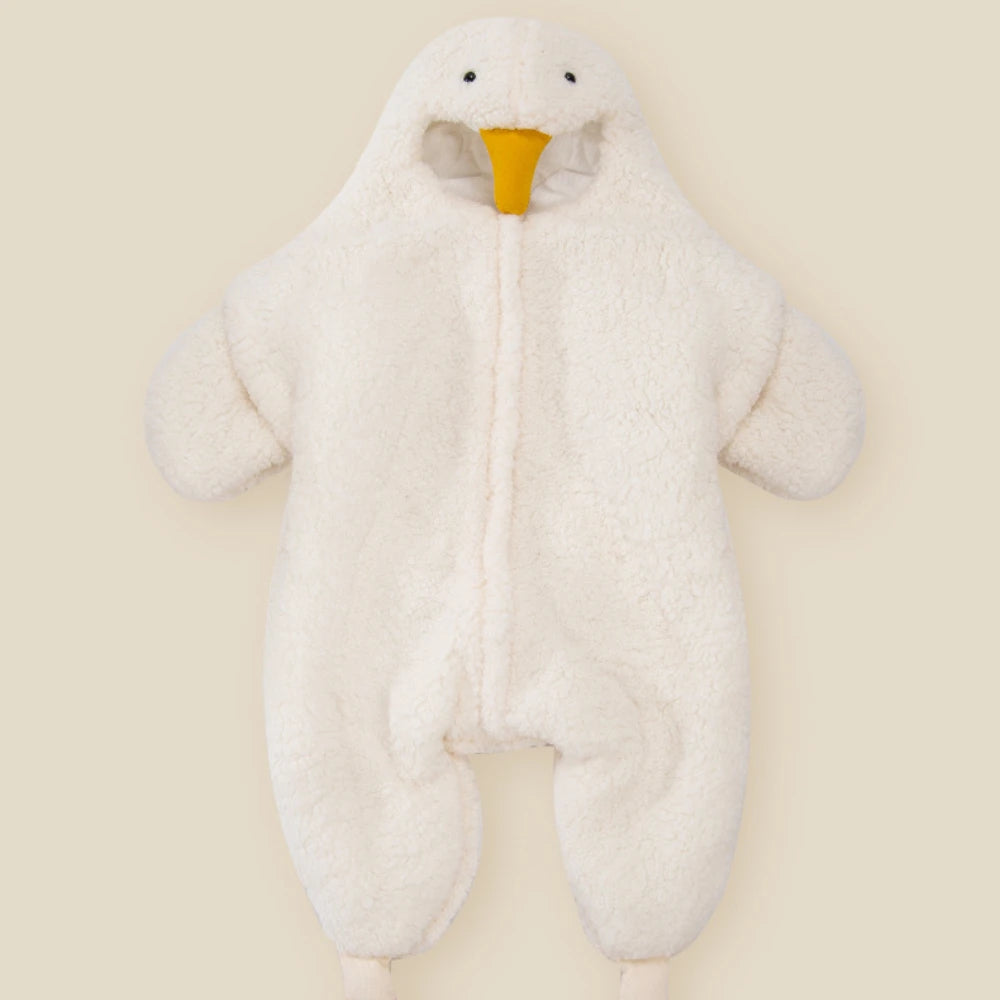 Combinaison Bébé | Oie Blanche Mignonne | Automne-Hiver Douce | Bodysuit Confortable | Cadeau Noël Nouveau-Né 0-6 Mois