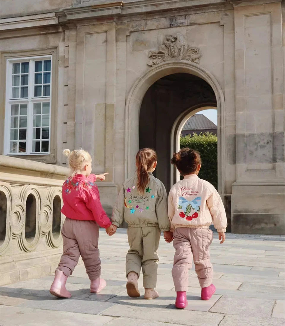 Manteau Polaire Paillettes Fille | Laine d'Agneau | Broderie Garçon | Vêtement Enfant Hiver