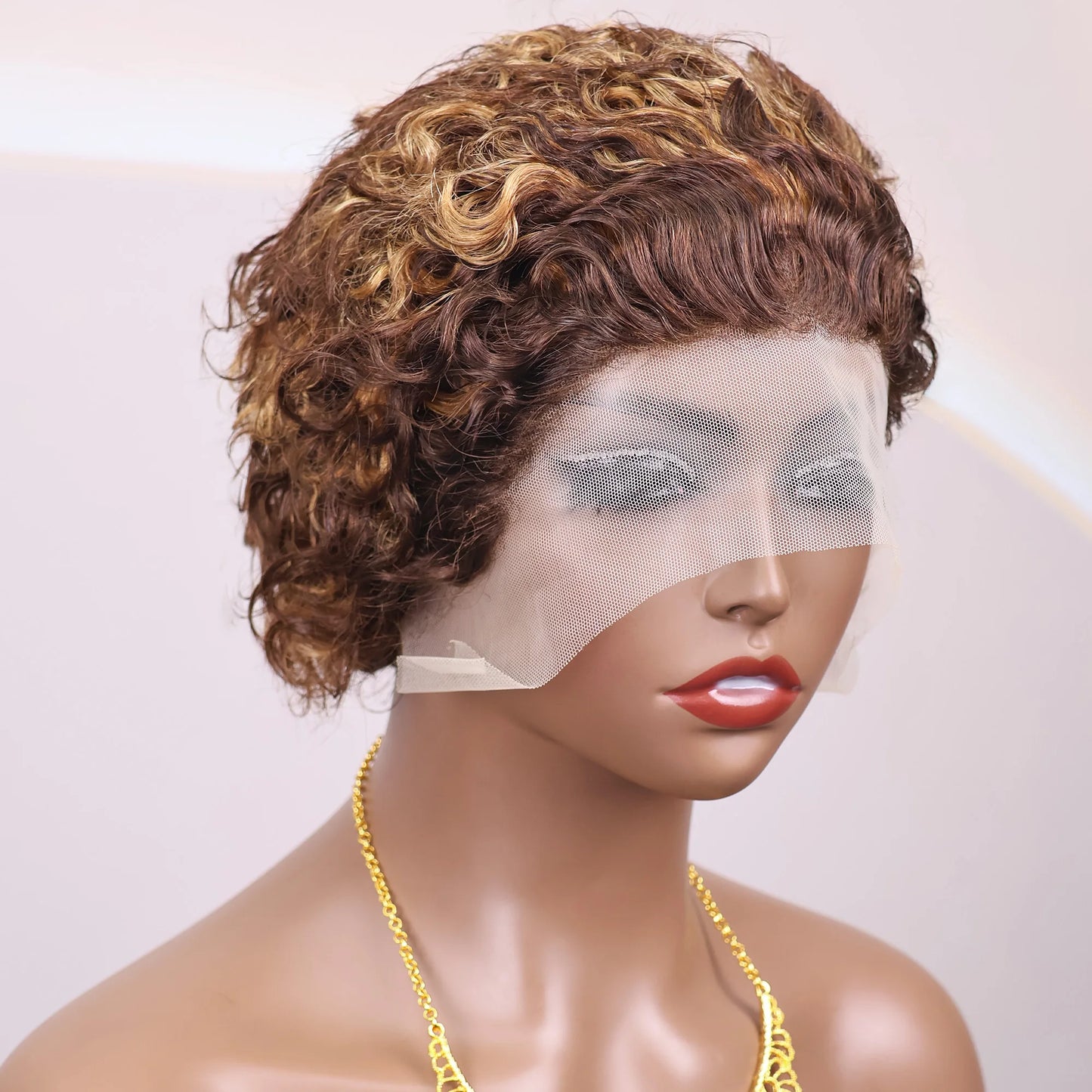 Hightlght 4/27 Pixie Cut Wig Ombre Honey Blonde 13x1 Lace Frontal Human Hair Wigs Brazilia Short Bob Wigs Human Hair 100%