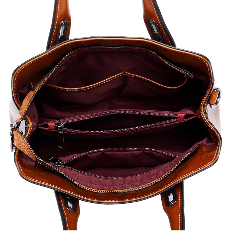 Sac à Main Cuir Véritable Vache Femme | Top Handle | Bandoulière & Messenger | Tote Cire Huile