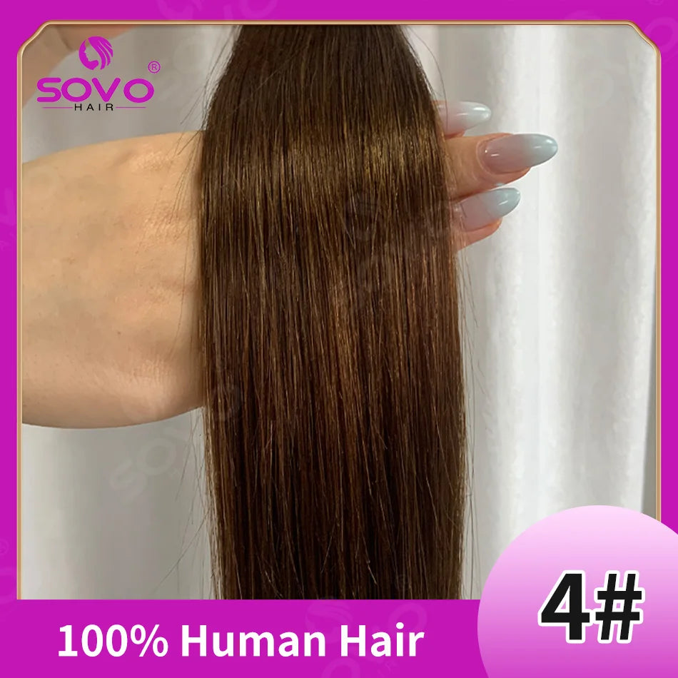 Halo Hair Extensions 100% Human Hair 14-28 Inch Hidden Wire Clip-In Hair Ombre Brown Color Human Remy Fish Line Hair Extension
