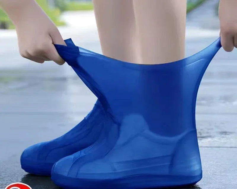 1 Pair Silicone Waterproof Shoe Covers Slip-resistant Rubber Rain Boot Rain Gear Overshoes Accessories for Outdoor Rainy Day