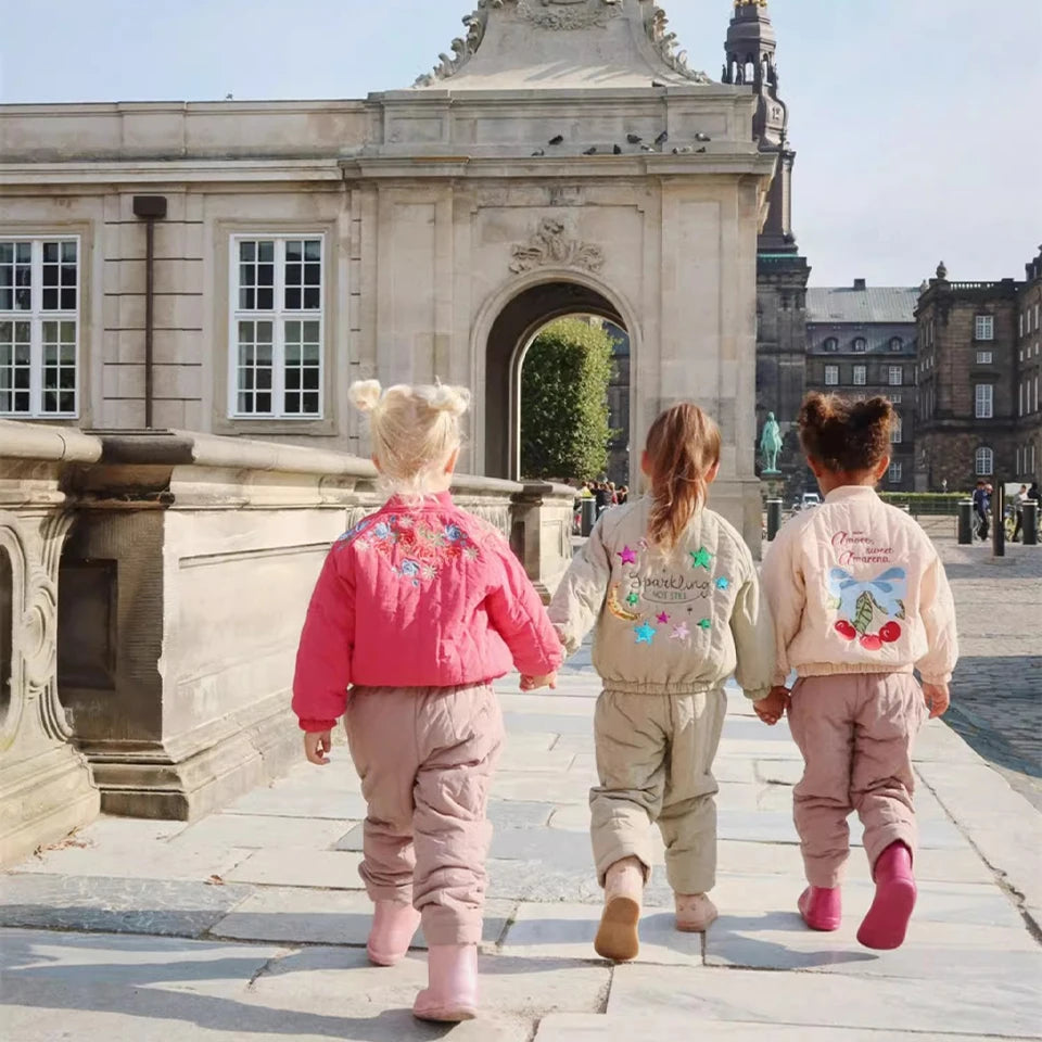 Manteau Polaire Paillettes Fille | Laine d'Agneau | Broderie Garçon | Vêtement Enfant Hiver