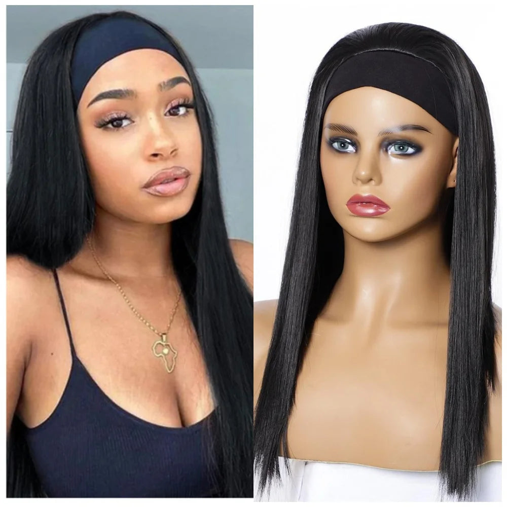 Perruque Headband Tresses Africaines Synthétique | 3 Brins | Queue de Cheval | Couvre-Cheveux | Fibre | Femme