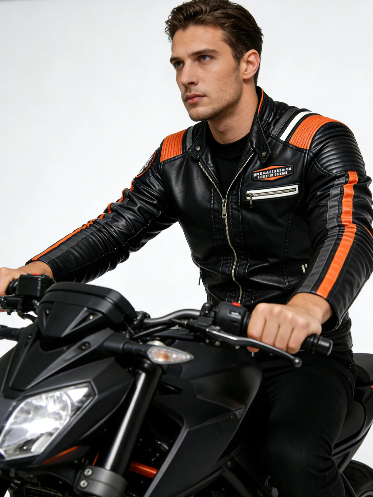 Men's Faux Leather Motorcycle Jacket Waterproof Windproof PU Moto Vintage Bomber Winter Jacket for Men