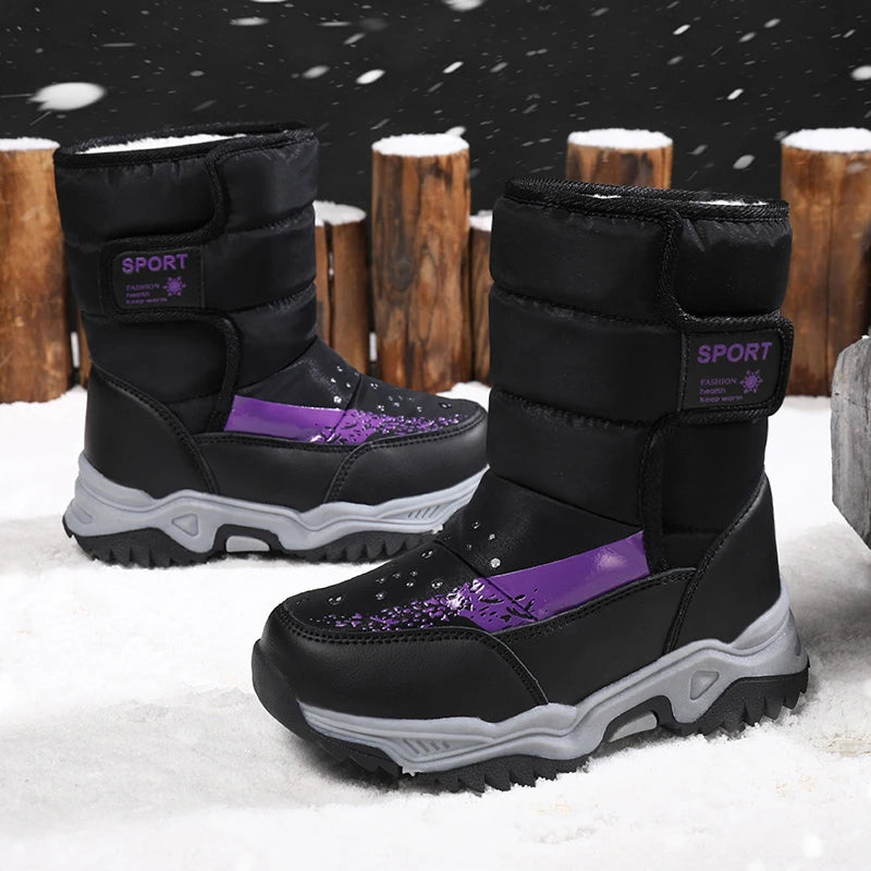 Bottes de Neige Enfants Princesse Élégantes | Imperméables Peluche | Garçons & Filles | Hiver Outdoor