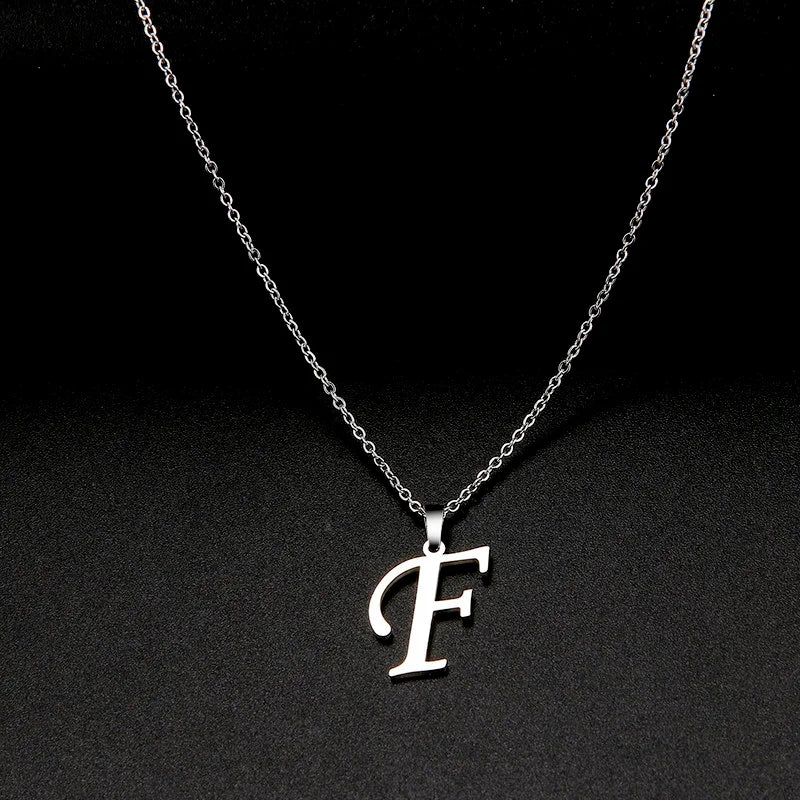 Collier Initiale Grand Alphabet A-Z | Acier 316L Minimaliste | Pendentif Femme | Cadeau Bijou