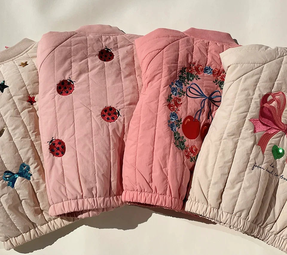 Manteau Polaire Paillettes Fille | Laine d'Agneau | Broderie Garçon | Vêtement Enfant Hiver