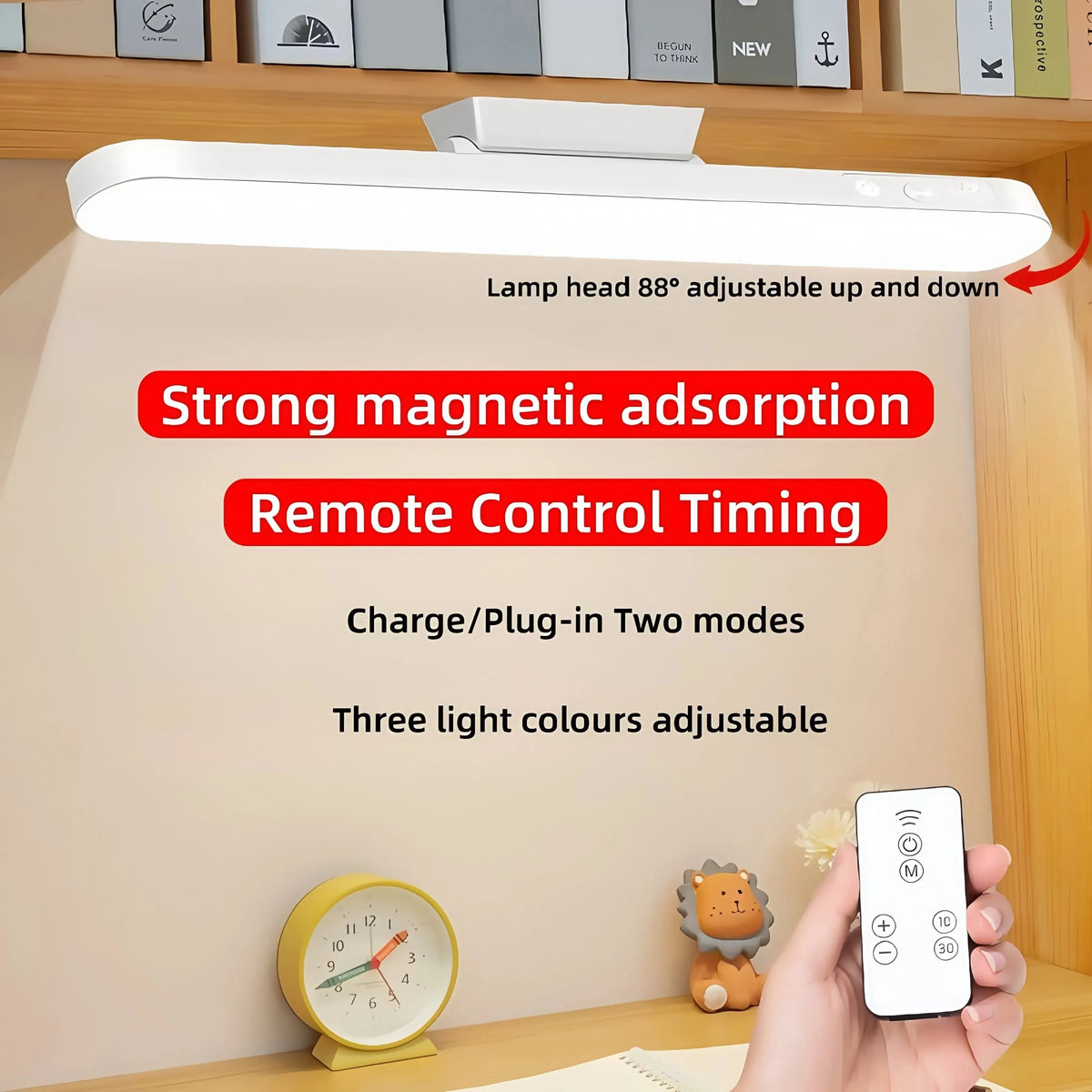Lampe LED Magnétique Suspendue Rechargeable USB | 3 Couleurs Dimmable | Lecture, Placard & Armoire