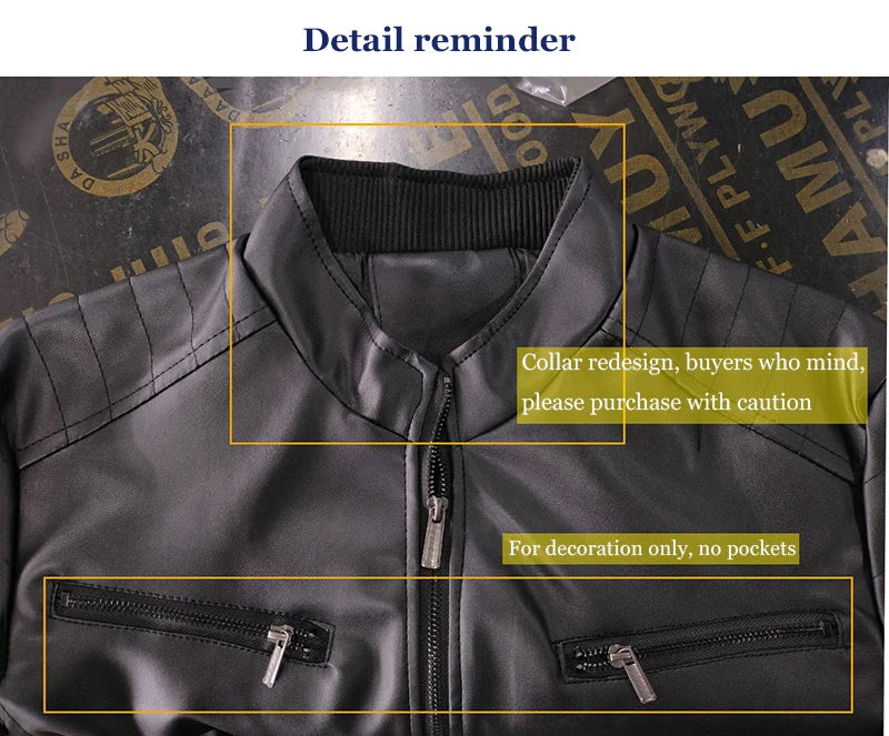 Veste style motard en similicuir PU pour homme | Zippée