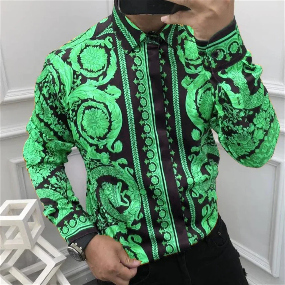 Chemise imprimée à manches longues pour homme | S à 5XL