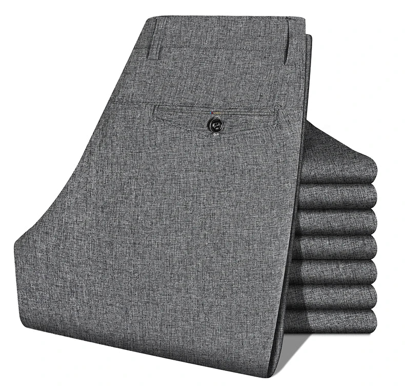 2026 Men's Trousers Dress Straight Pants Spring Summer Male Work Suit Pants Husband Father Black Grey Formal Pants