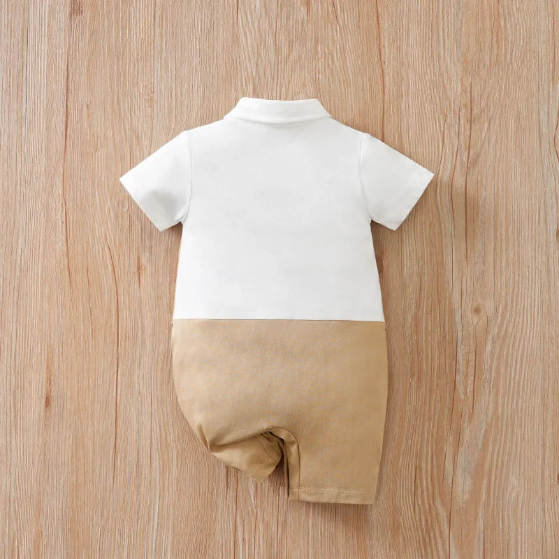 0-18 Baby Bodysuit Gentleman Style Handsome Formal Cotton Comfortable Soft Boys And Girls Summer Short-Sleeved Newborn Clothes