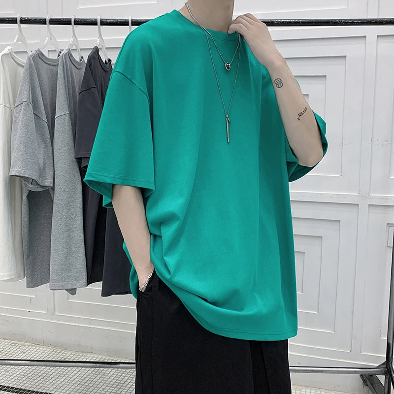 T-shirt ample uni en coton pour homme | Manches courtes | S à 5XL
