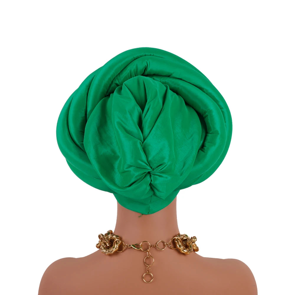 Turban Tressé Africain | Soie Lagos Autogele | Foulard Tête | Femme Africaine & Musulmane | Mariage & Fête | Headwrap