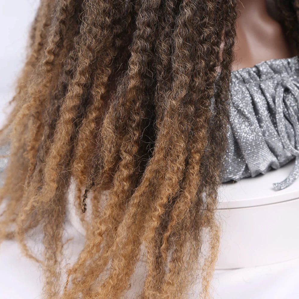 Perruque Marley Braid | 18 Pouces | Synthétique Dreadlock | Afro Kinky Naturelle | Tressage | Femme