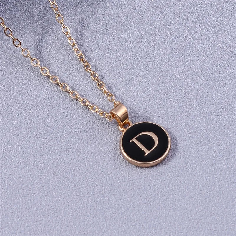 Collier Pendentif Initiales Femme | 26 Lettres A-Z Émail | Bijou Tendance Cadeau Anniversaire Fille