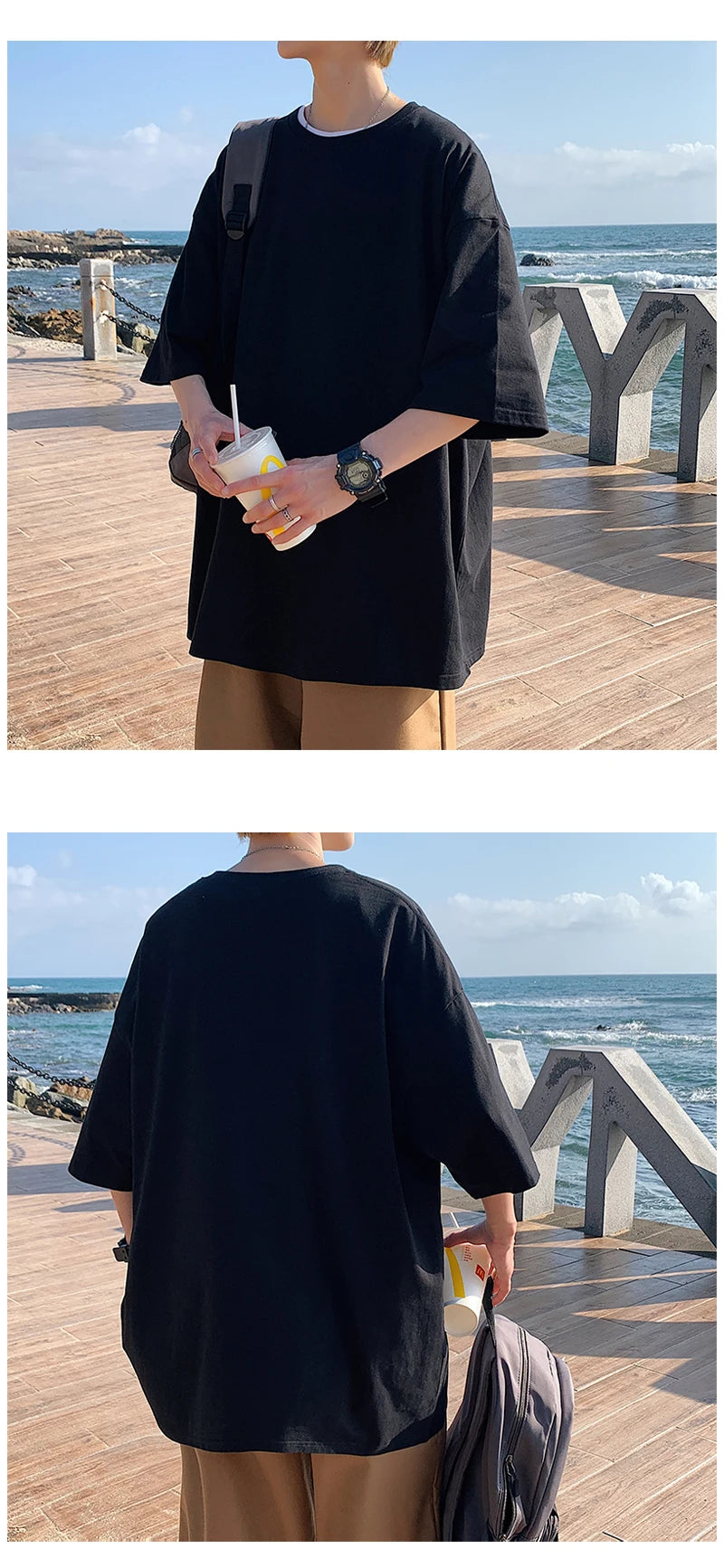 T-shirt ample uni en coton pour homme | Manches courtes | S à 5XL