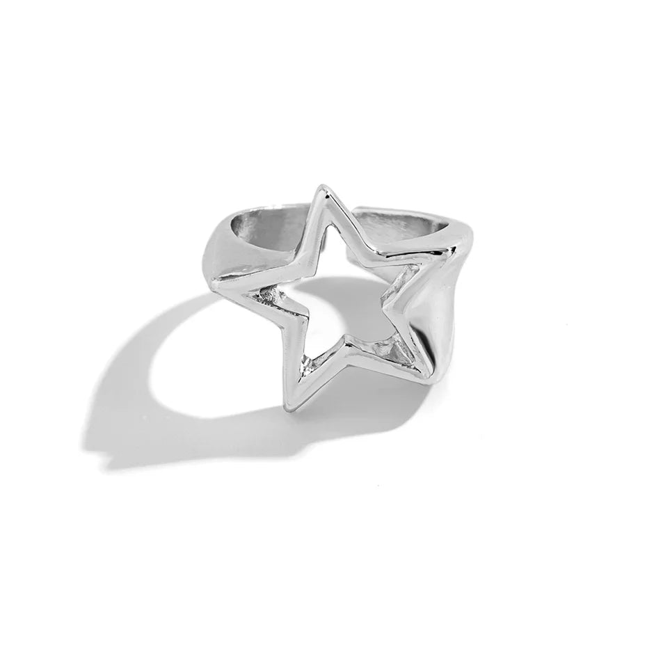Bague Étoile Punk Gothique Irrégulière | Ajustable Couple | Y2K Vintage | Bijou Femme Statement