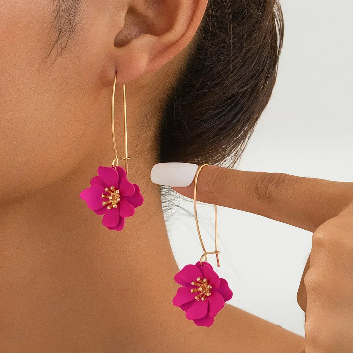 Hoop Earrings for Women Girls Spray Enamel Flower Geometric Ear Accessories Holiday Party Gift Fashion Jewelry EE007