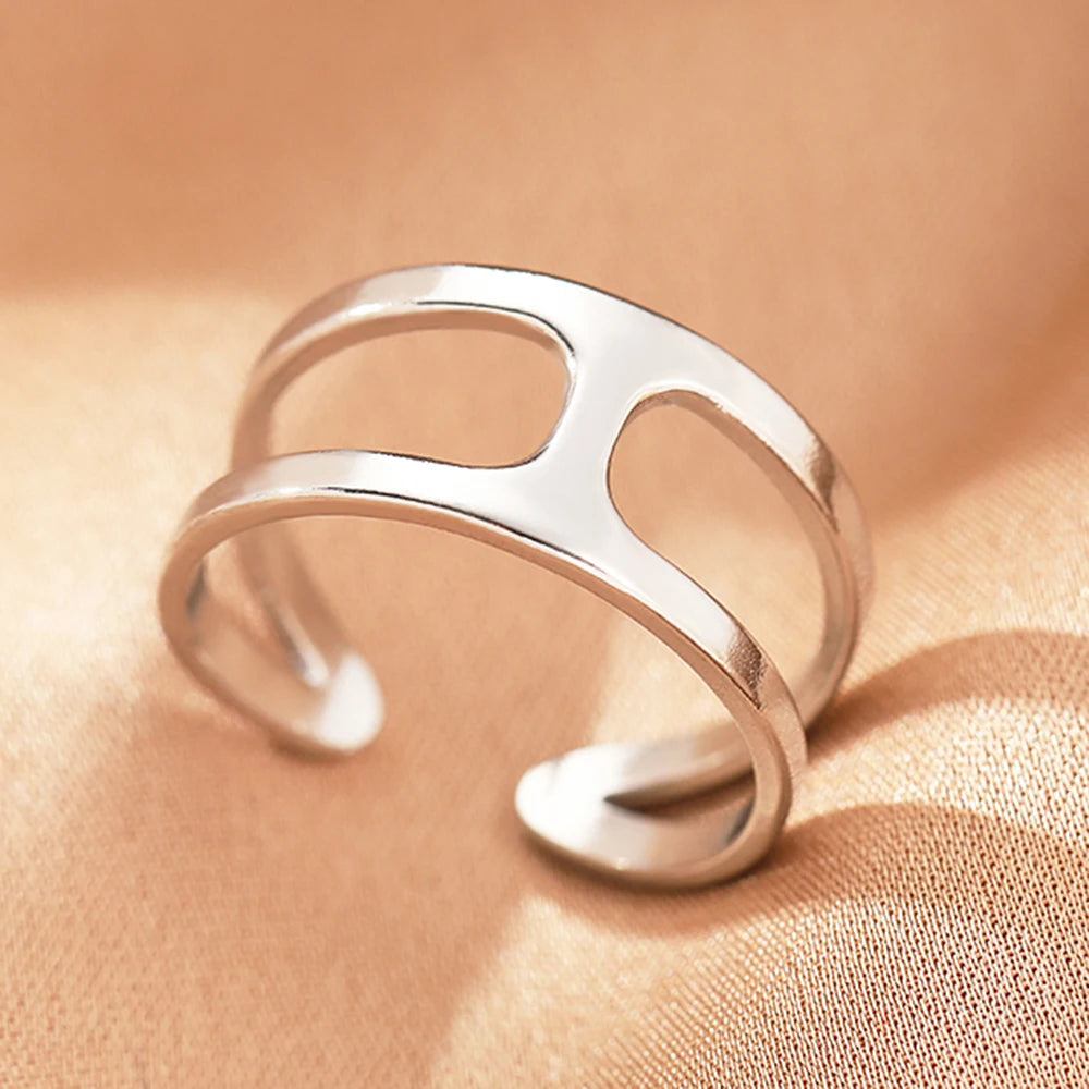Bague Acier Inoxydable Vintage Ajourée Réglable | Luxe Léger | Statement Élégant | Bijou Femme