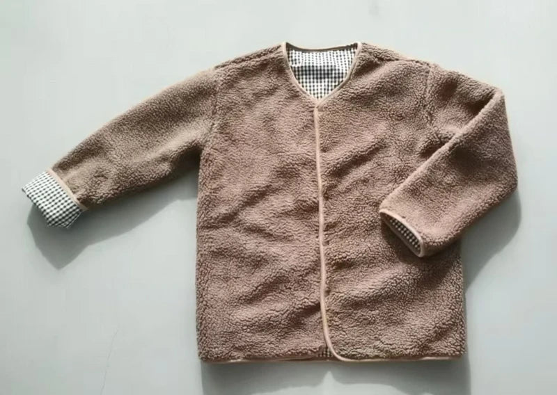 Fashion New Autumn and Winter Warm Jacket Two Sides Wear Plaid Plush Jacket Kids Jackets Winter Clothes DGUKYM 12042