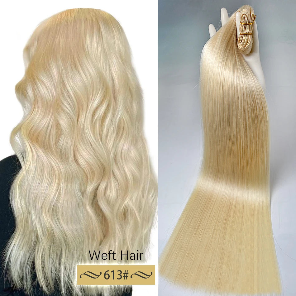 Tissage Weft Remy Européen | Lisse & Bouclable | Blonde Naturelle | 18-30 Pouces | Extensions Salon