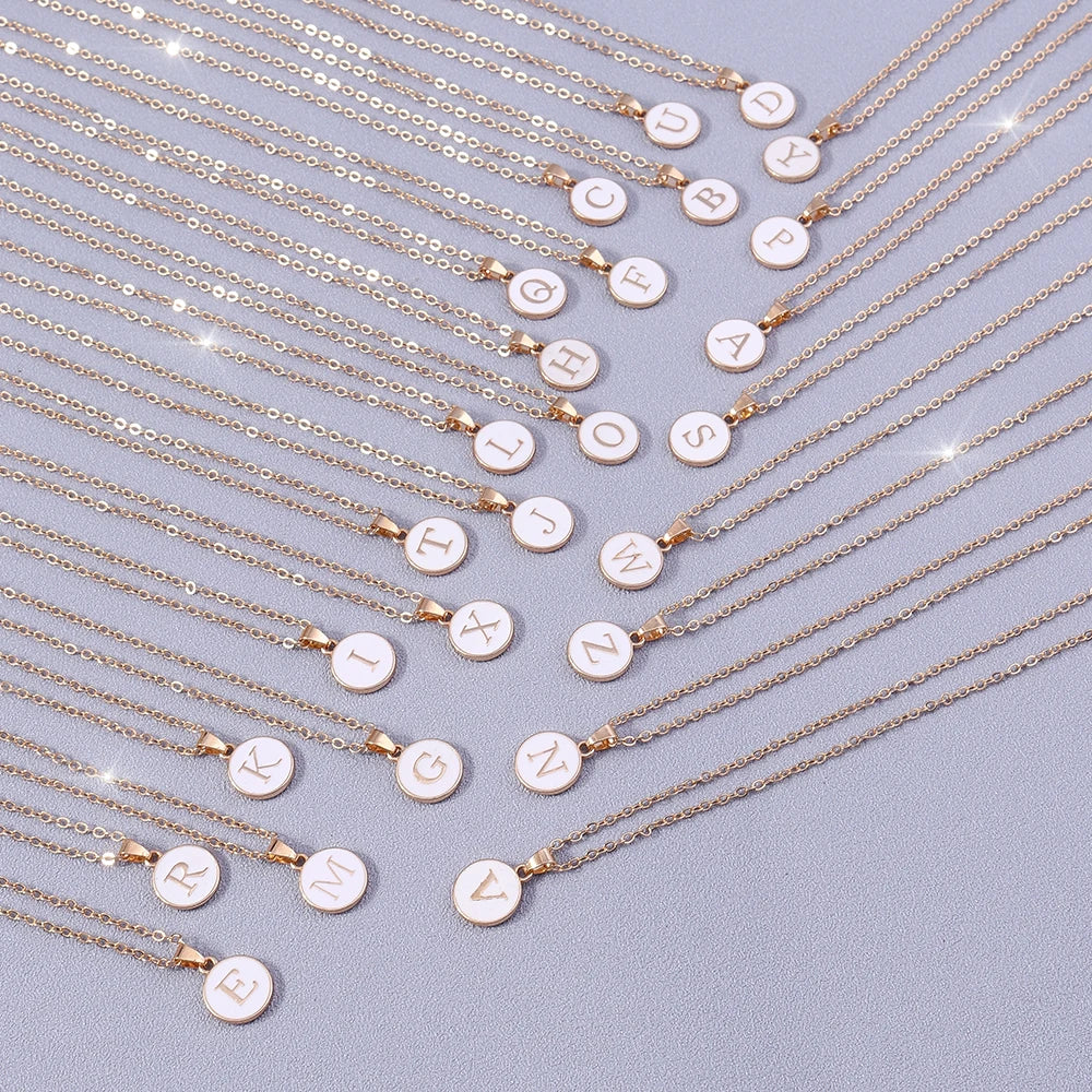 Collier Pendentif Initiales Femme | 26 Lettres A-Z Émail | Bijou Tendance Cadeau Anniversaire Fille