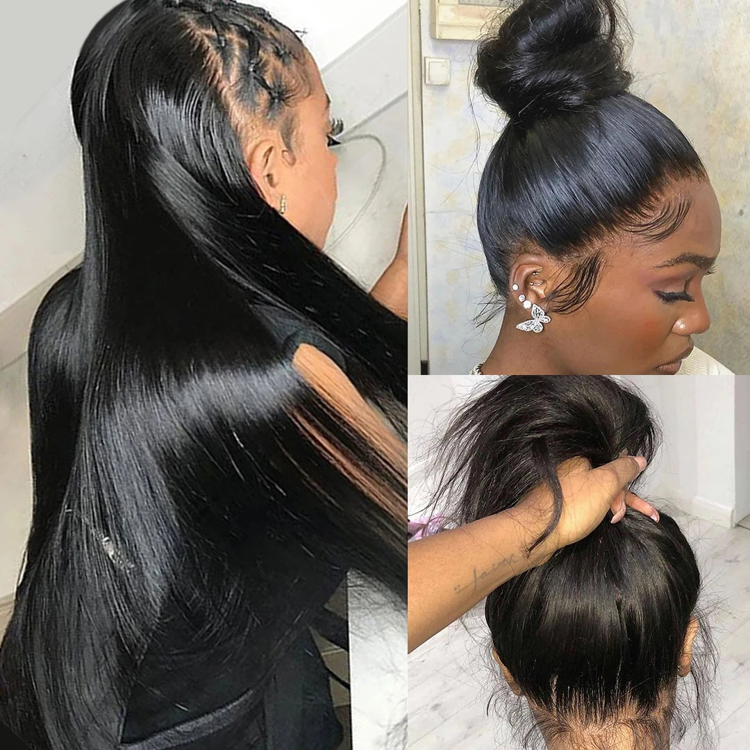 Perruque Full Lace 100% Cheveux Humains | Lisse | Pré-Pluçuée | Nœuds Blancs | Femme