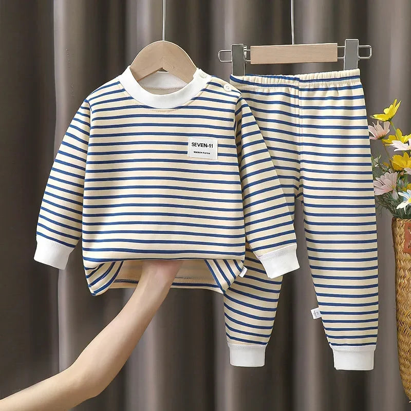 2024 Winter Kids Clothing Sets Warm Fleece Pajamas For Boys And Girls Thicken Children Sleepwear Velvet Baby Thermal Underwear
