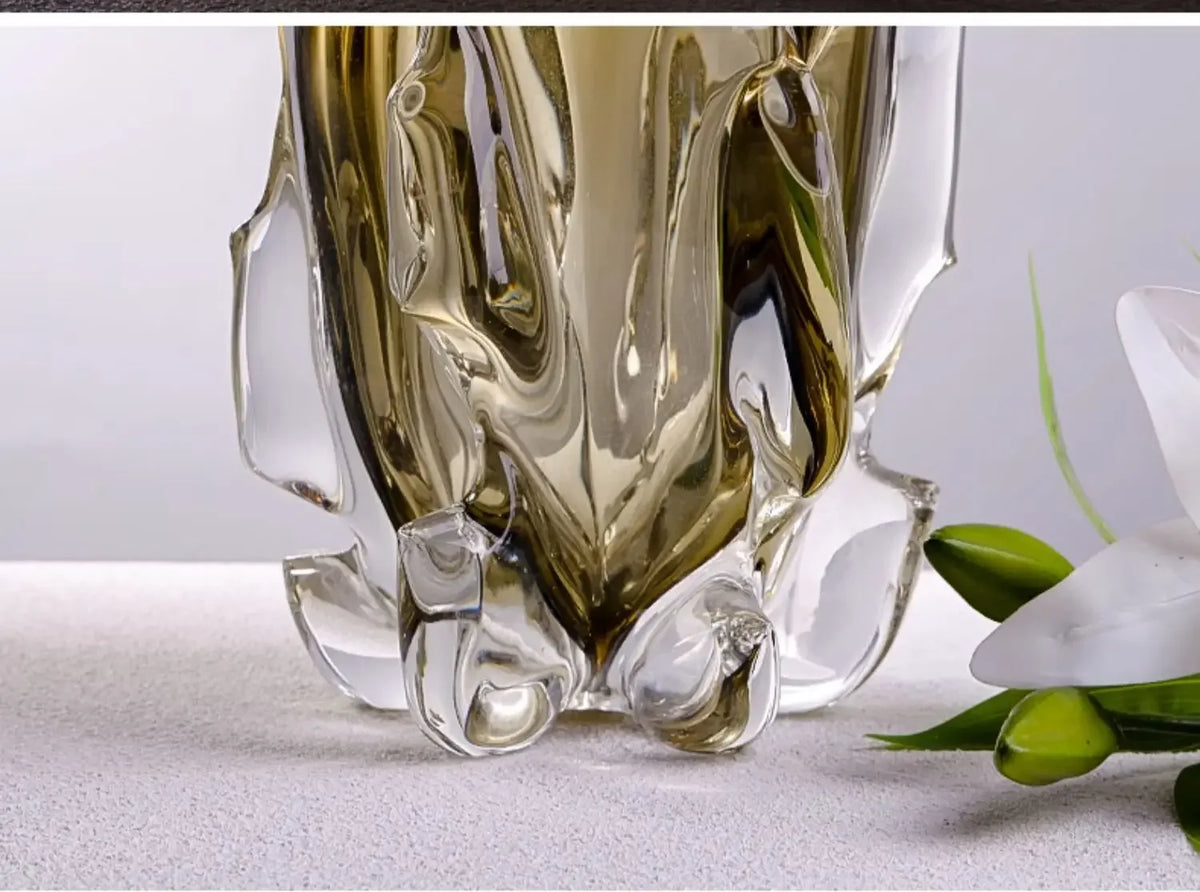 Vase Verre Élégant Base Bois | Plante Hydroponique | Décoration Bureau & Maison