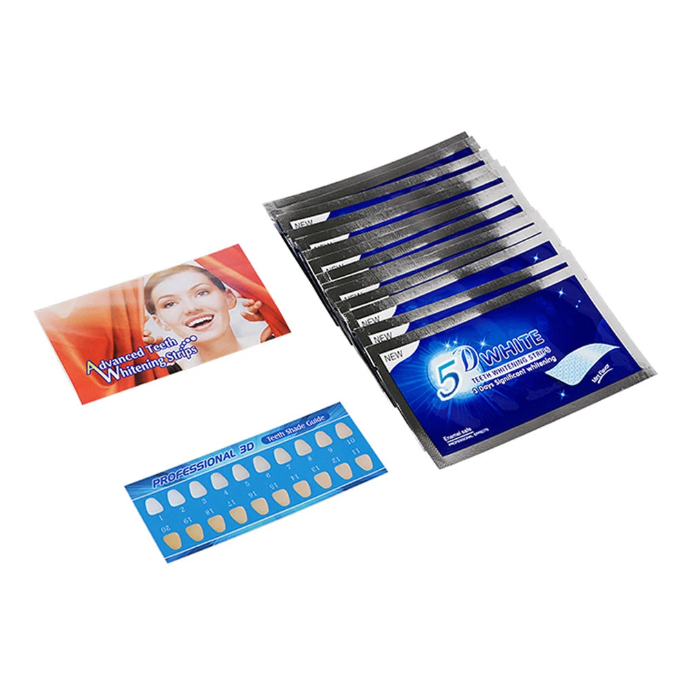Bandelettes Blanchissantes 5D | Gel Blanchiment Dents | Élimine Taches Café & Tabac | Kit Maison