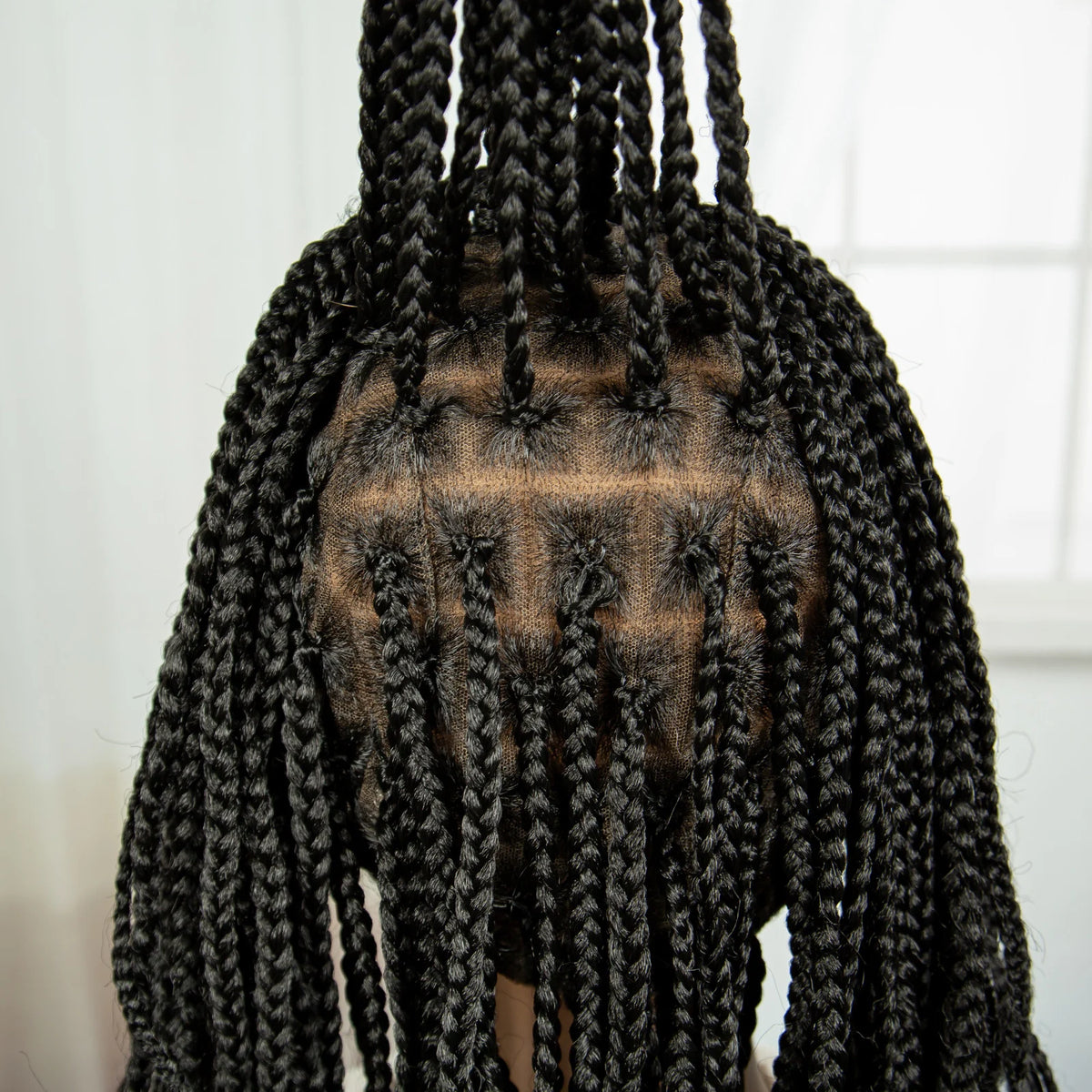Perruque Tressée 360 Full Lace Synthétique | Knotless Box Braids | Baby Hair | Boho Boucles Extrémités | Femme