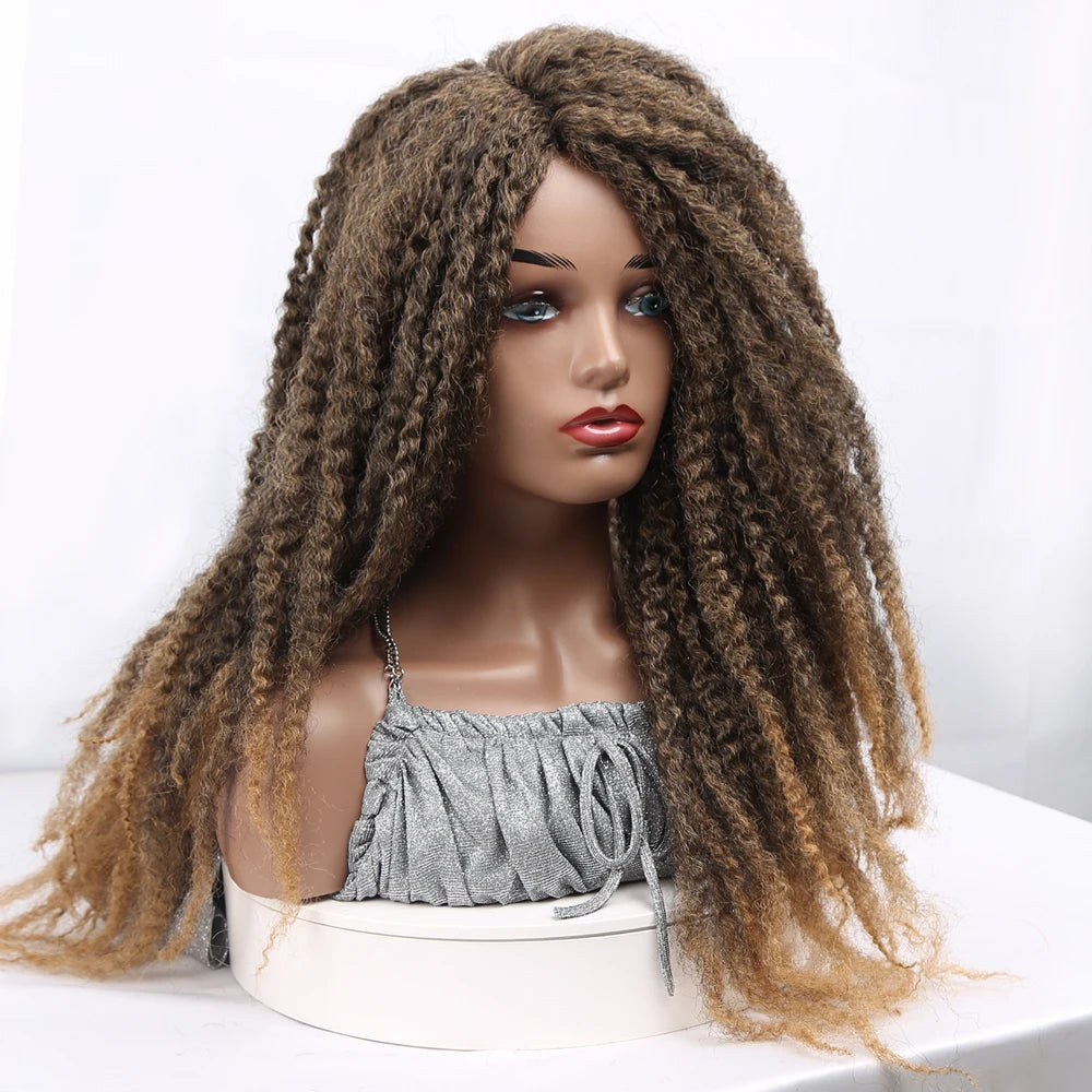 Perruque Marley Braid | 18 Pouces | Synthétique Dreadlock | Afro Kinky Naturelle | Tressage | Femme