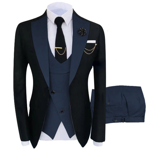 New Costume Homme Popular Clothing Luxury Party Stage Men's Suit Groomsmen Regular Fit Tuxedo 3 Piece Set Jacket+Trousers+Vest