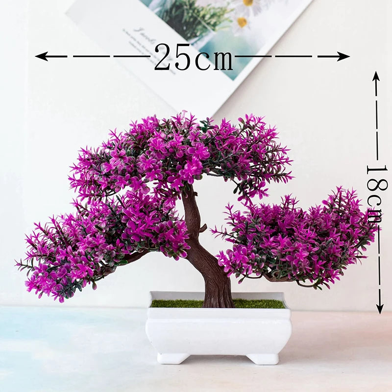Bonsaï Artificiel Pot | Arbre Faux Fleurs | Décoration Bureau, Salon & Hôtel