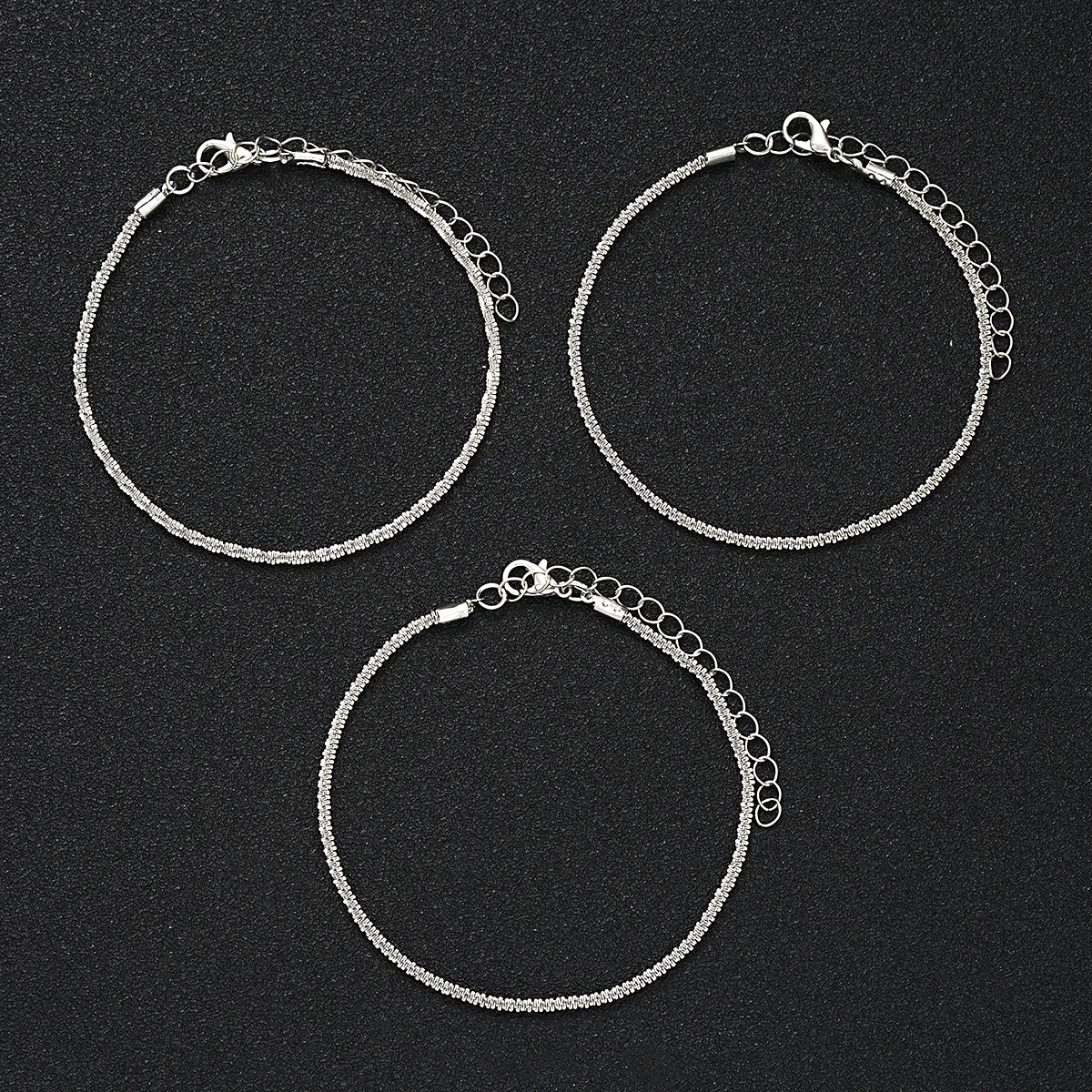 3 Pcs Sparkling Chain Anklet Sets for Women Zircon Heart MultiLayer Copper Bracelet On Leg Foot Trendy Summer Beach Jewelry Gift